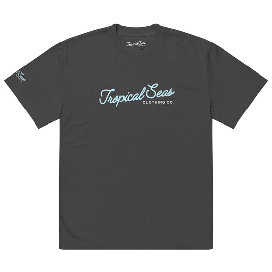 Oversized Tropical Seas Printed Faded T-shirt
